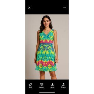 Muse Sleeveless Floral Dress Rainbow Colors Size 12